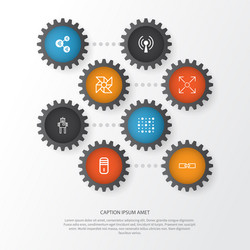 machine icons set collection of mainframe vector image