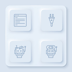 Set line computer api interface electric plug vector