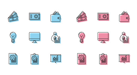 set line document with graph chart clipboard vector image