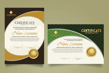 set modern certificate template with realistic vector image