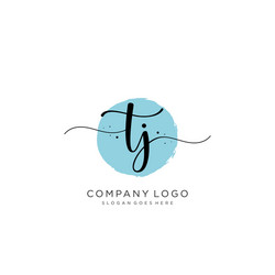Tj initial handwriting logo design Royalty Free Vector Image