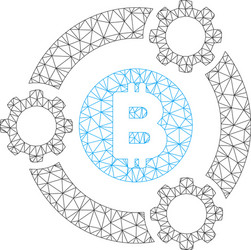 Bitcoin pool collaboration mesh wire frame vector