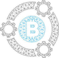 Bitcoin pool collaboration mesh wire frame vector