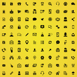 Contact us 100 icons universal set for web and ui vector