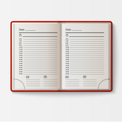 Open realistic notebook with pages diary office vector