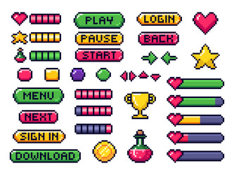 Pixel game buttons games ui gaming controller vector