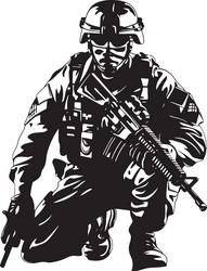 Soldier Silhouette with Gun Vector Image