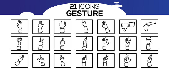 touch screen gestures icons in thin line style vector image