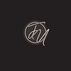 initials fu logo monogram with simple circle line vector image