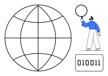 person analyzing digital data with a magnifying vector image