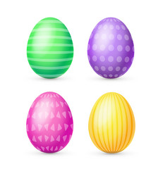 realistic detailed 3d different color easter egg vector