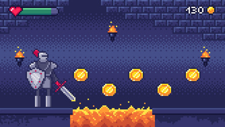 retro computer games level pixel art video game vector image