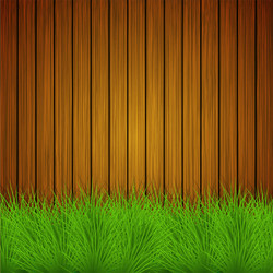 Green grass on wood texture background Royalty Free Vector