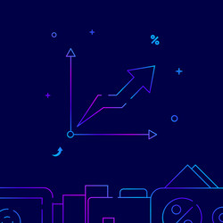 Graph up chart arrow gradient line icon vector