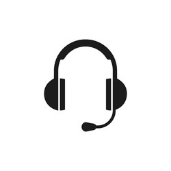 Headphones icon for support or call center vector