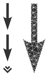 lowpoly sharp arrow down icon with similar vector image