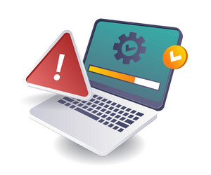 process of troubleshooting computer warnings vector image