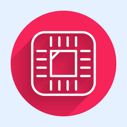White line computer processor with microcircuits vector