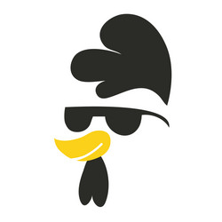 with rooster head in black sunglasses vector