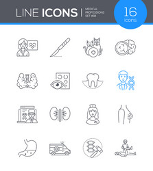 Medical professions - line design style icons set vector