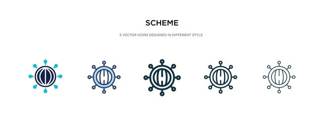 Scheme icon in different style two colored vector