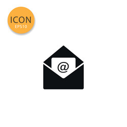 Email with opened envelope icon isolated flat vector