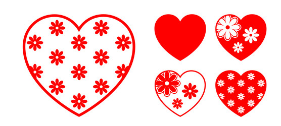 Heart shape with flower pattern texture vector