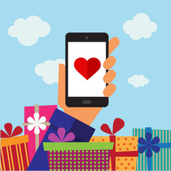 smart-phone mobile heart and gifts vector