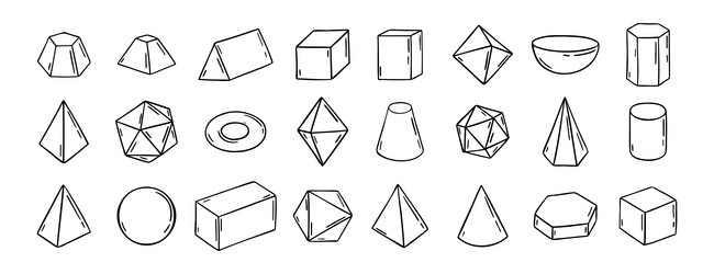 three dimensional hand drawn sketch geometry vector image