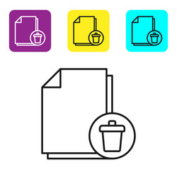 black line delete file document icon isolated vector image
