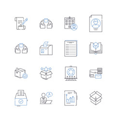 data processing line icons collection algorithm vector image