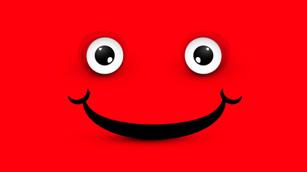 Happy shy face - mouth and eyes on red background vector