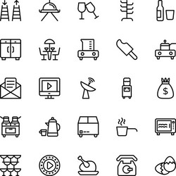 Hotel & Restaurant Line Icons Vector Image