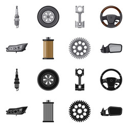 isolated object auto and part sign set vector image