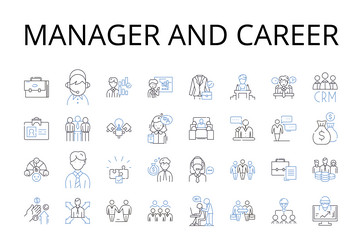 Manager and career line icons collection vector