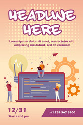 tiny programmers coding new project vector image