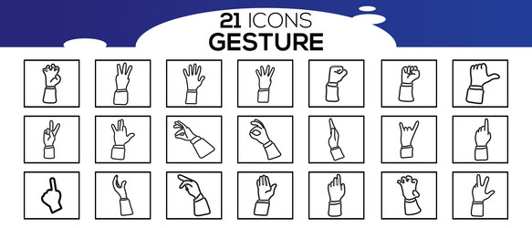 Touch screen gestures icons in thin line style vector