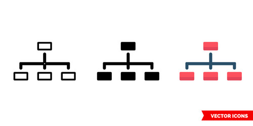 hierarchical structure icon 3 types isolated vector image