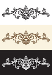 set of baroque scroll hand drawing design element vector image