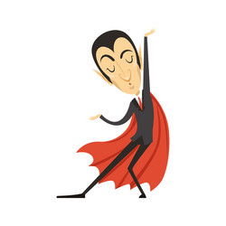 Count dracula dancing vampire in suit and red vector