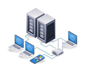 network router tethering internet server computer vector image