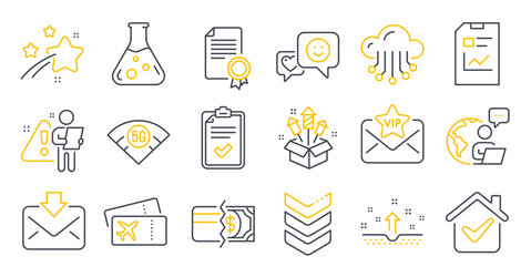 Set business icons such as smile fireworks vector