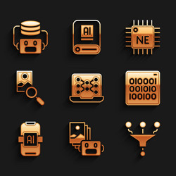 set neural network artificial intelligence robot vector image