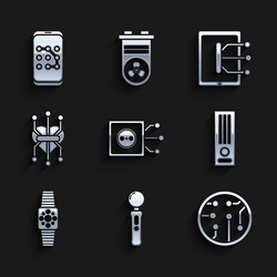set remote control gamepad processor video game vector image
