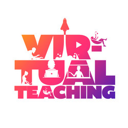 Virtual teaching concept typographic design vector