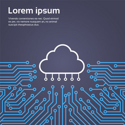 Cloud database over computer chip moterboard vector