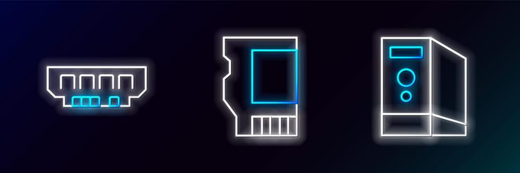set line case of computer ram random access vector image