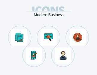 Modern business line filled icon pack 5 vector