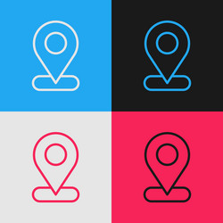 pop art line map pin icon isolated on color vector image
