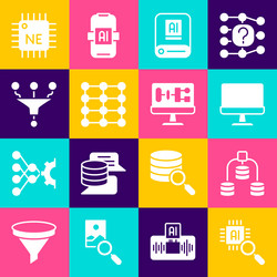 set processor cpu server data computer monitor vector image